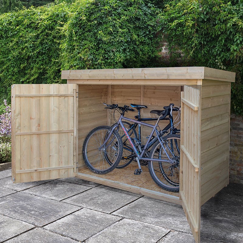 6'5 x 2'10 Forest Overlap Large Double Door Pent Wooden Garden Storage - Bike / Mower Outdoor Store (1.9m x 0.86m)