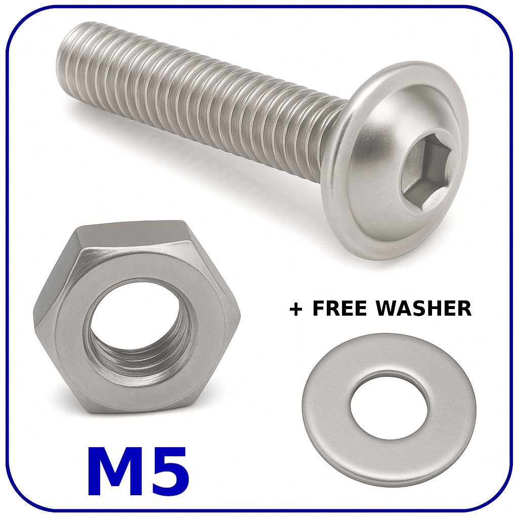 Flange Machine Screws M5 Nuts Washers Bolts Socket Head Flanged Allen Zinc