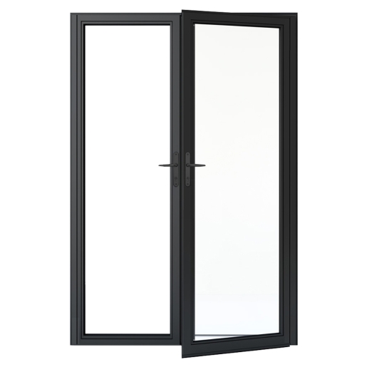 Aston Black Aluminium French Door Frame, Size: 60x2100x1800mm