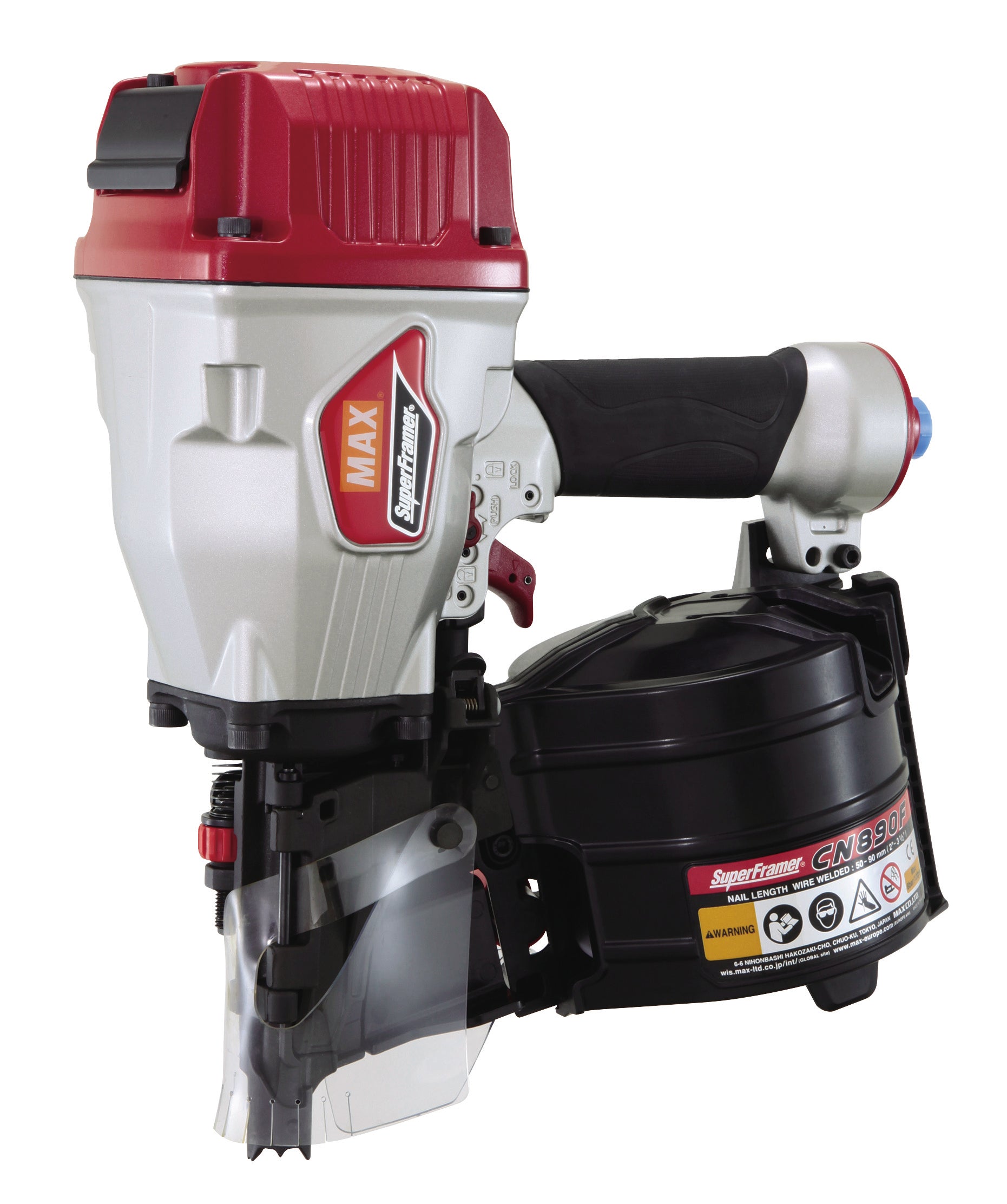 MAX CN890F Heavy Duty Pallet & Packaging Flat Air Coil Nailer - 50-90mm