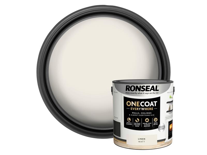 Ronseal One Coat Everywhere Interior Paint Linen Matt 2.5 Litre KCB.7015103.22204.76