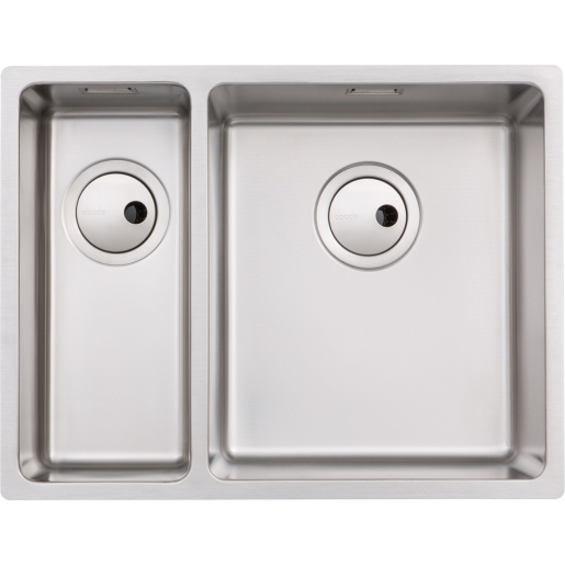 Abode Stainless Steel Matrix R15 1.5 Bowl Undermount Versatile Left Hand Drainer Kitchen Sink, 580x440x202mm