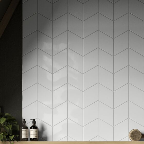 Vintage Rhomboid White Ceramic Wall Tile 15x26cm