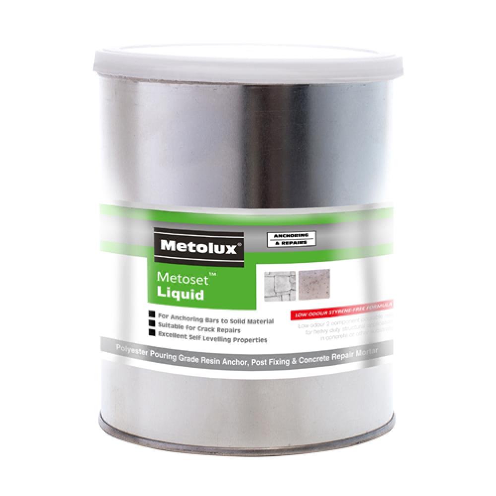 Metolux 65628 2 Part Metoset Liquid Mortar - Grey 1Kg Tin 1