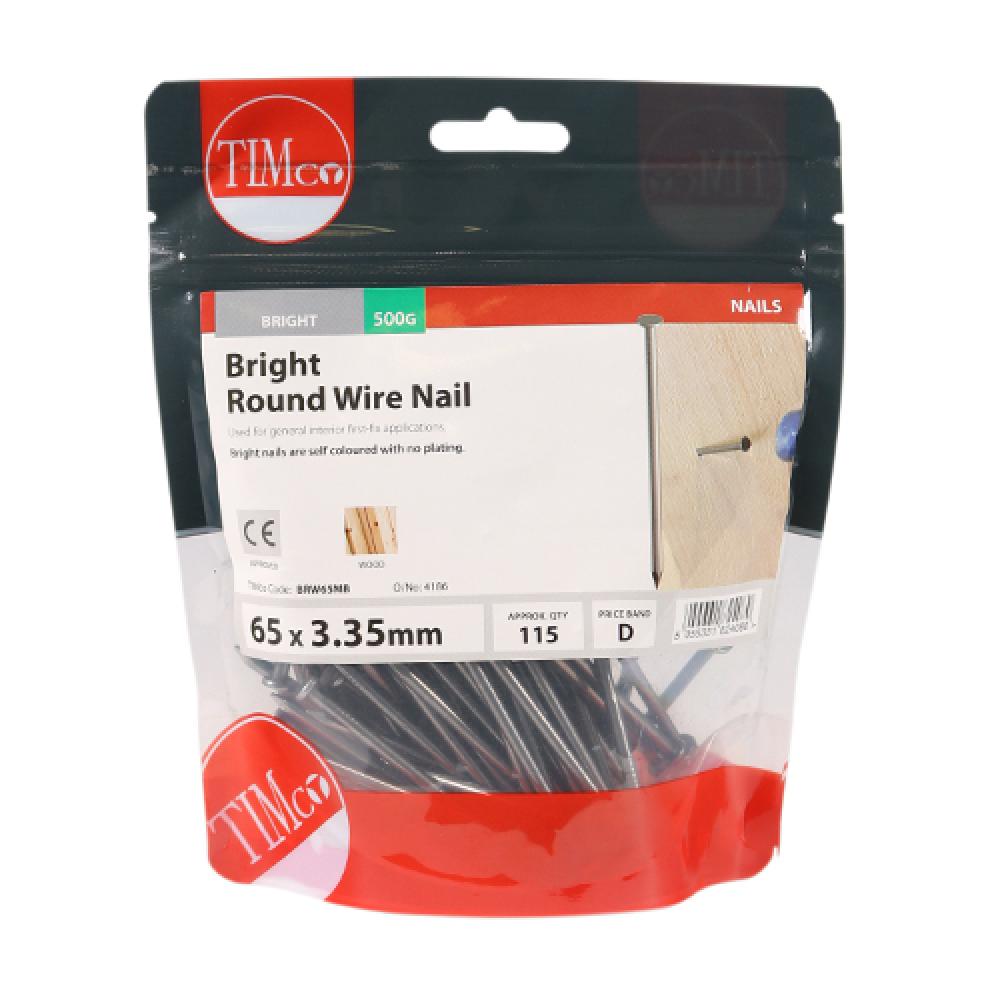 Timco BRW65MB Round Wire Nails - Bright 65 X 3.35