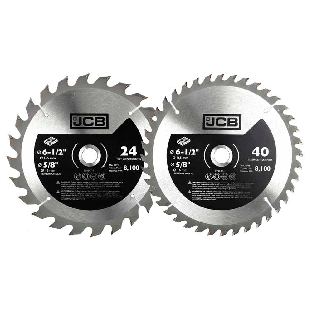 JCB 2 Piece 165mm / 6.5" TCT Circular Saw Blade Set | JCB-TCT-2PC