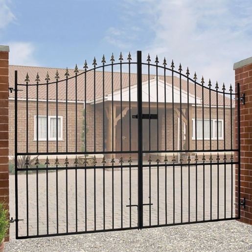 Corfe Premium Spear Top Tall Bow Double Metal Gates 2134mm GAP x 2083mm High Zinc & Powder CFZP90