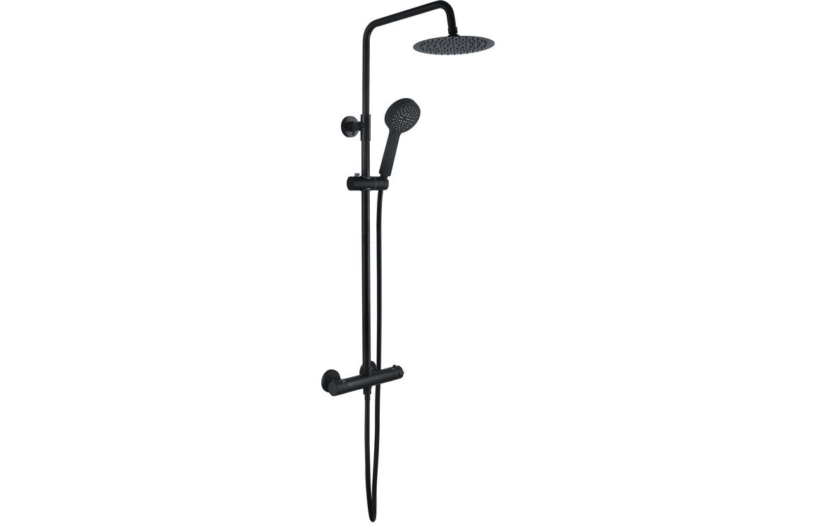 Round Thermostatic Bar Mixer Shower/Riser Kit - Matt Black