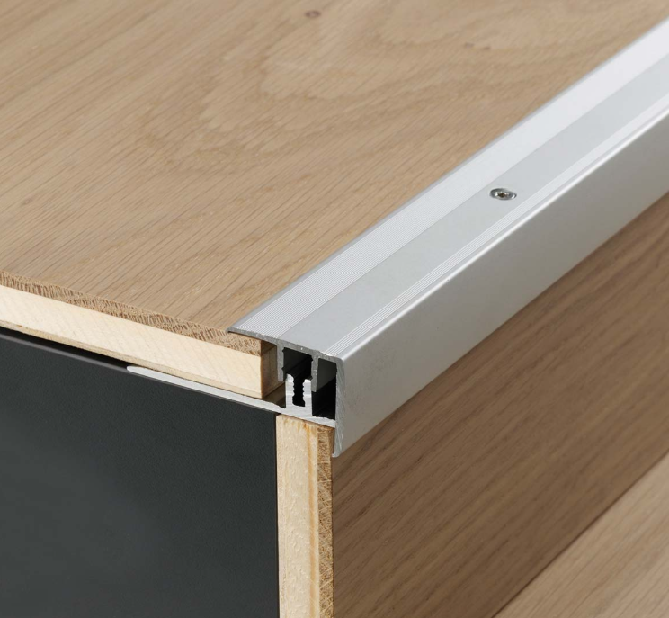 Stair edge profile Anodized silver aluminum