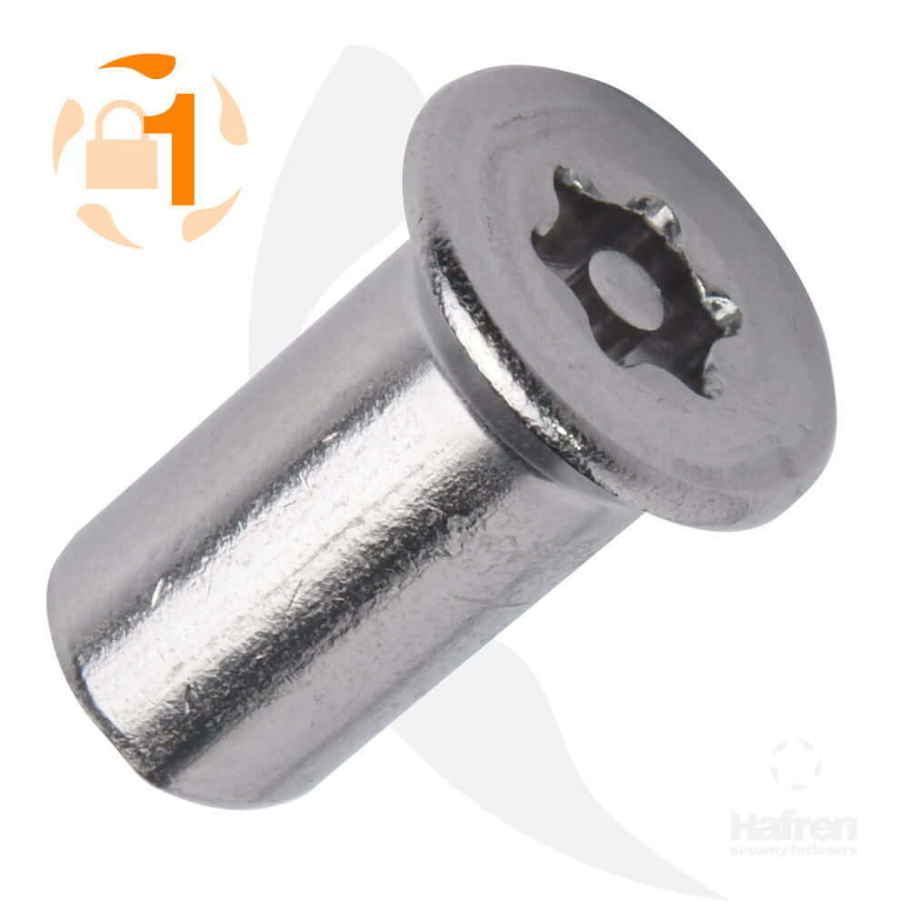 Countersunk A2 Stainless Steel Barrel Nut (with 6-Lobe Pin Drive)