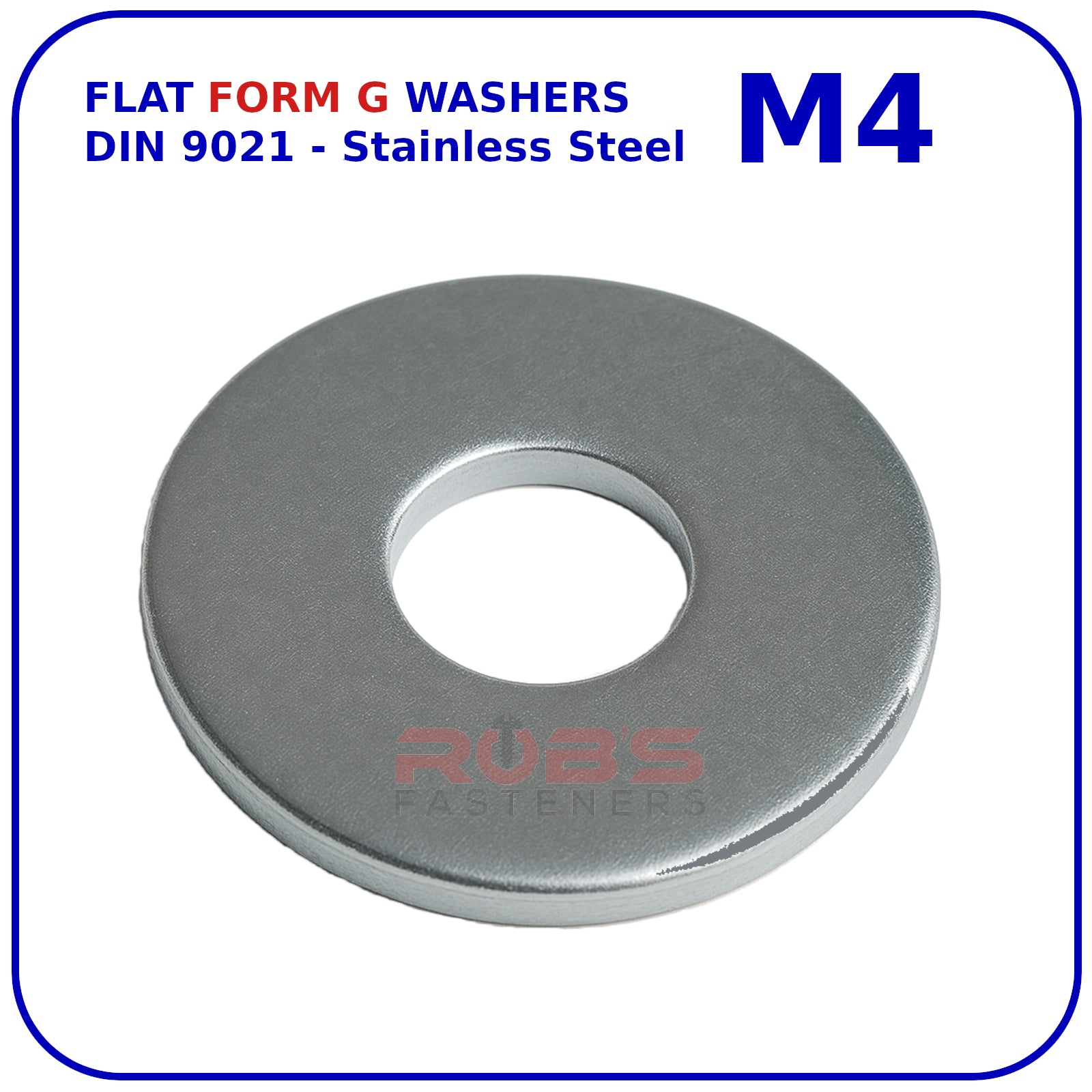 M4 FORM G WASHERS LARGE FLAT WIDE THICK DIN 9021 STAINLESS STEEL