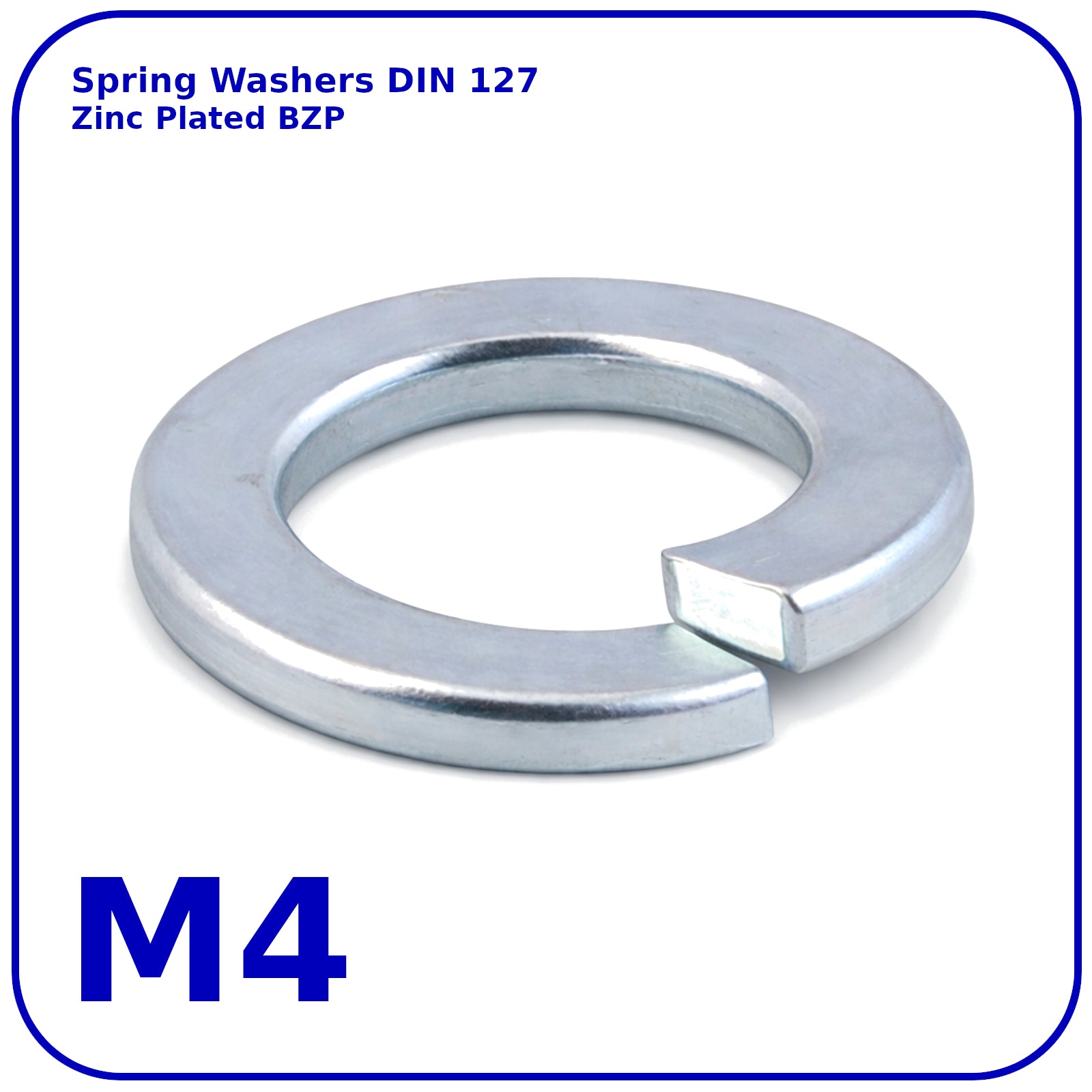M4 Spring Washers Rectangular Lock Zinc Plated DIN 127