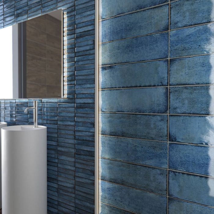 Original Style Tileworks Montblanc Blue Ceramic Wall Tile 20x60cm