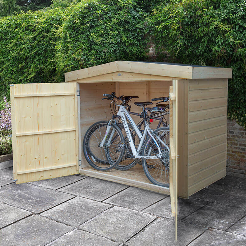 6'5 x 2'7 Forest Shiplap Large Double Door Apex Garden Storage - Outdoor Bike / Mower Store (1.97m x 0.81m)