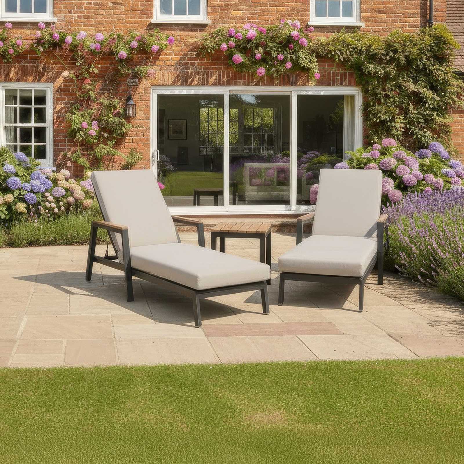 Nova - Heidi Sun Lounger Set of 2 with Square Side Table