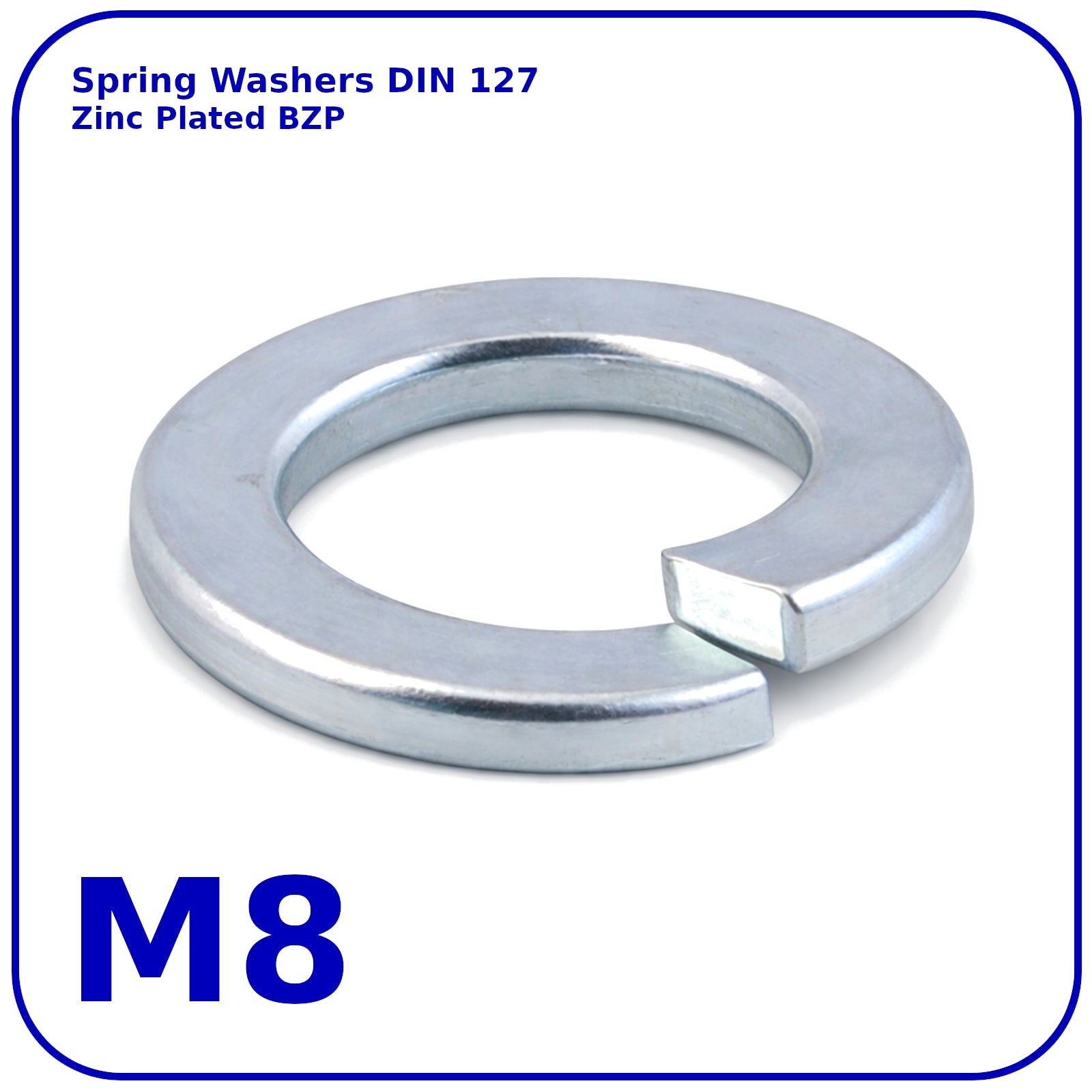 M8 Spring Washers Rectangular Lock Zinc Plated DIN 127
