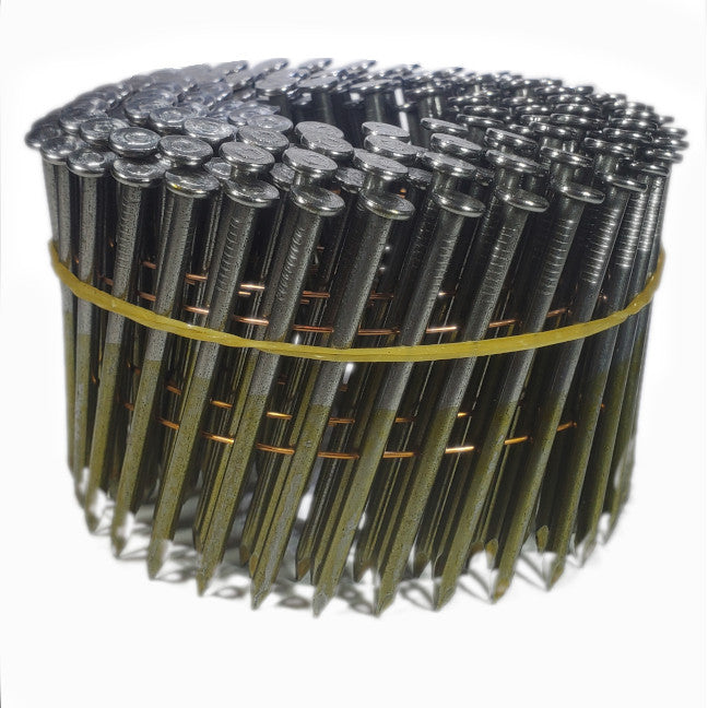 2.5 Gauge 16° Angled Flat Ring Shank Pointed Coil Nails - Bright/Galvanized