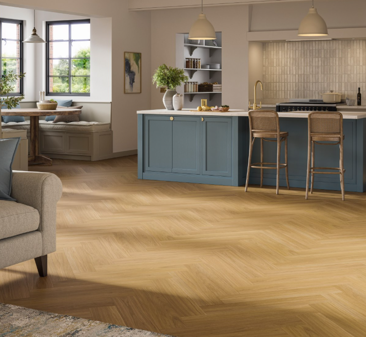 Oak Oxford caramel brown Countryside Trendtime 3 Herringbone Matt-finish texture Vinyl