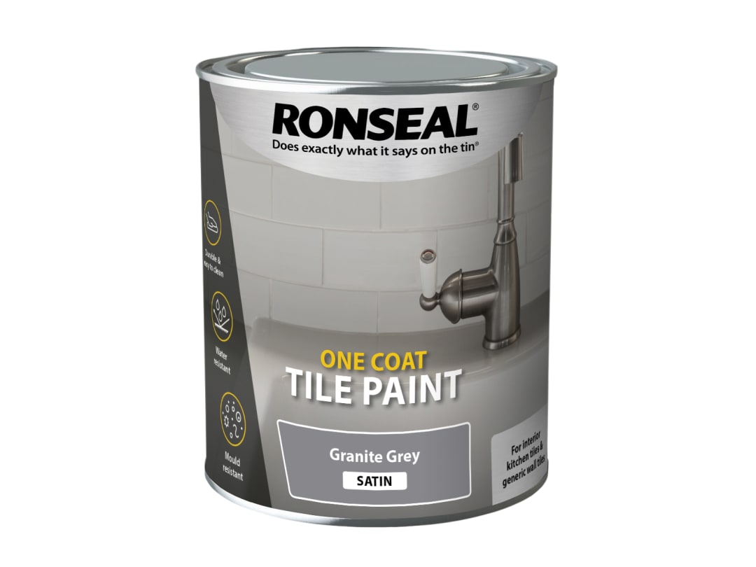 Ronseal One Coat Tile Paint Granite Grey Satin 750ml 37685