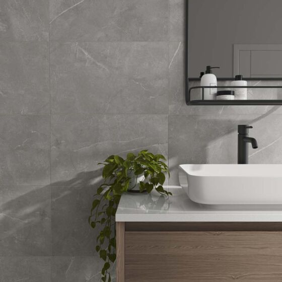 Elbert Gris Matt Ceramic Wall Tile 33x55cm