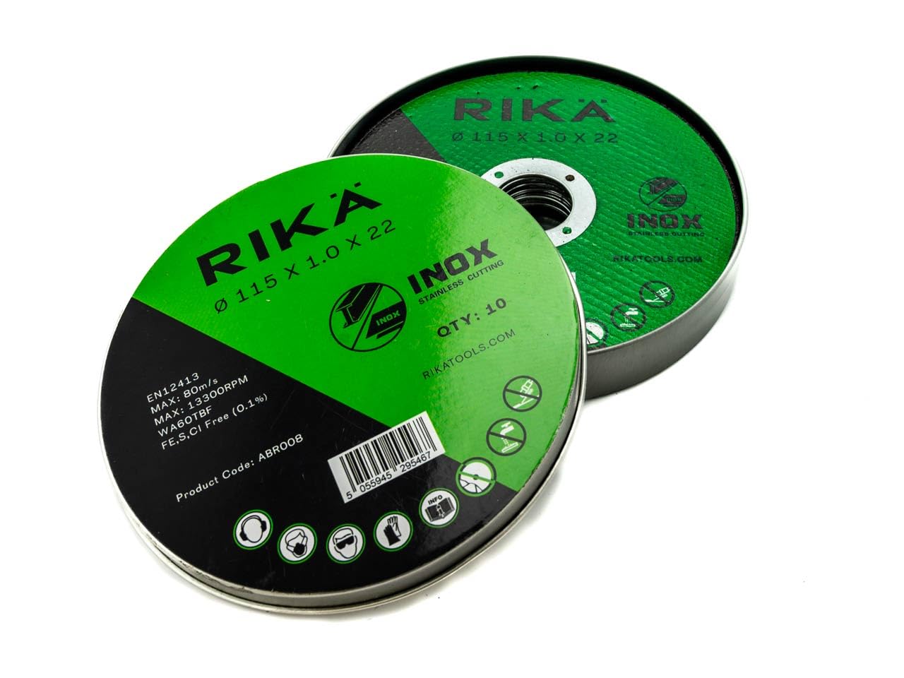 Rika Stainless Thin Cutting Disc INOX, 115 x 1.0 x 22mm - Pack of 10