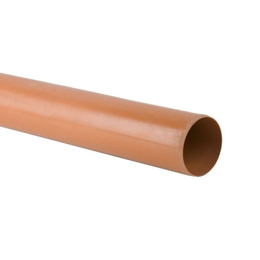 110mm Brett Martin Plain Ended Underground Drain Pipe (3m Length) B4001