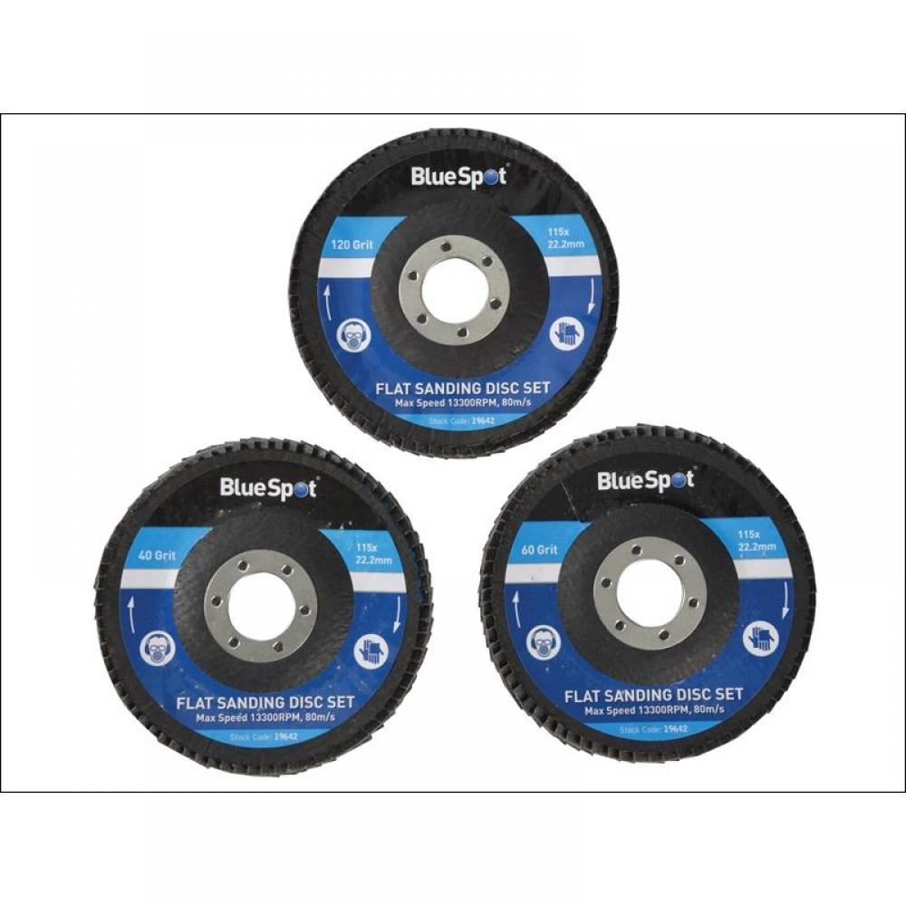 Bluespot Tools 19642 Sanding Flap Disc Set 3 Piece 115Mm (4.1/2In)