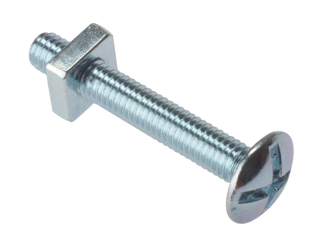 Fandf 25RBN625 Roofing Bolts With Square Nuts - Zinc Plated M6 X 25Mm (Bag Of 25)