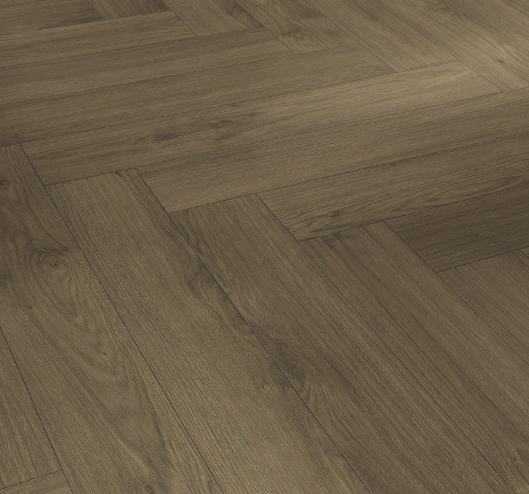 Oak Mont Blanc dark brown- Modern Trendtime 3, Herringbone, matt wood texture