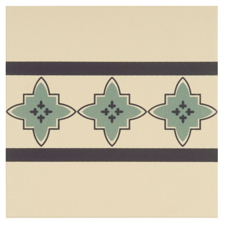 Original Style Odyssey Primo Marrakech Border Dark Blue and Dark Jade on White 15x15cm
