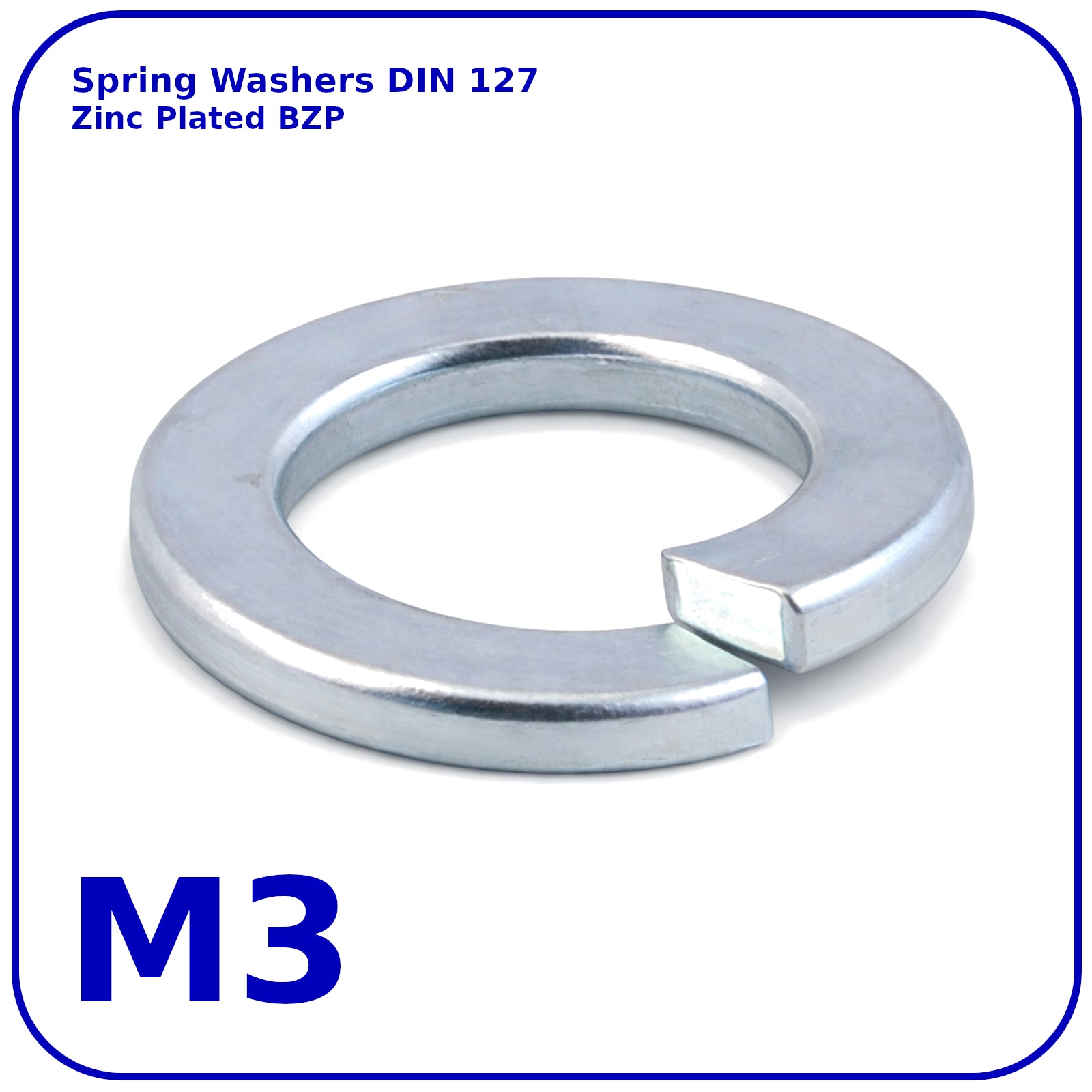 M3 Spring Washers Rectangular Lock Zinc Plated DIN 127