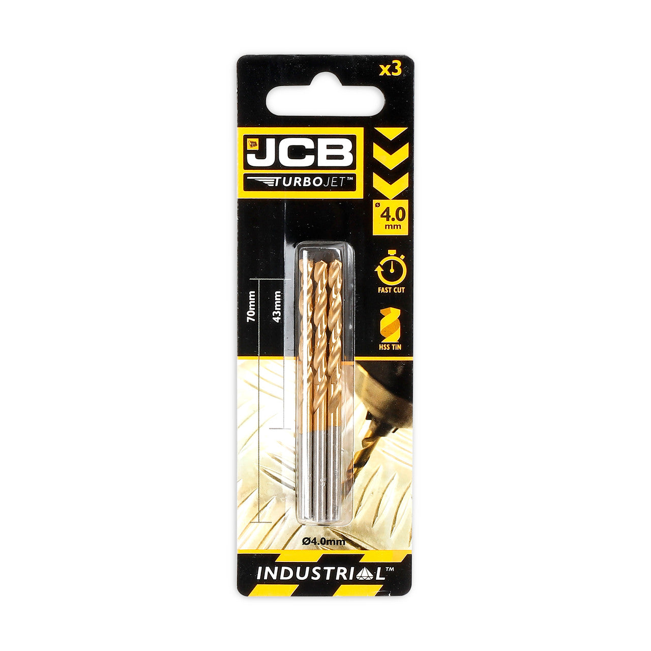JCB 4 x 70mm 7 Point HSS Drill Bit, Set of 3 TutboJet | 5055803318703