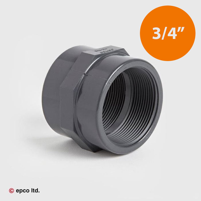 3/4" U-PVC Threaded Hex Socket Female