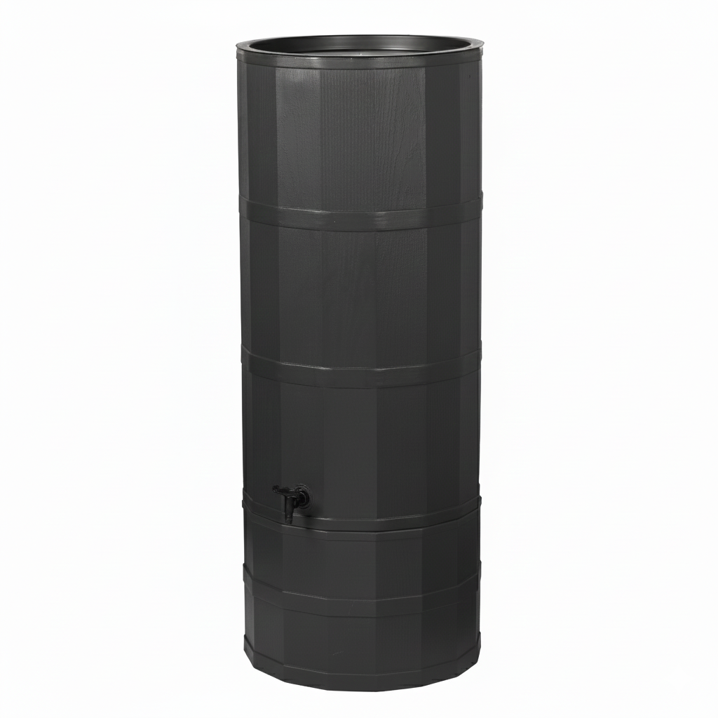 Medium 200L Polybutt Water Butt - Graphite Low Density Polyethylene Dark Grey Polytank