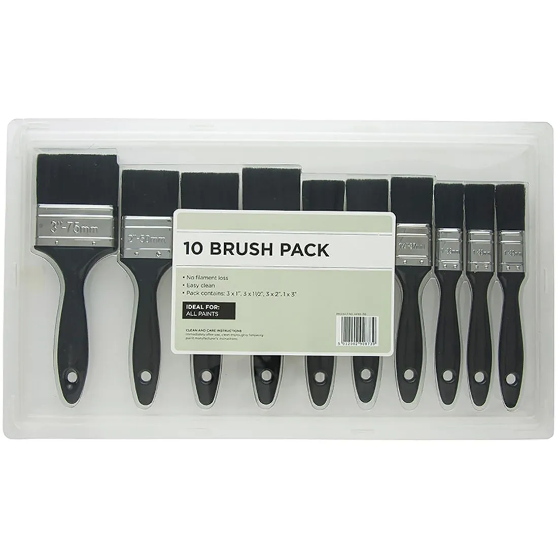 Economy Brush 10Pk 3 X 1In 3 X 1.5In 3 X 2In 1 X 3In
