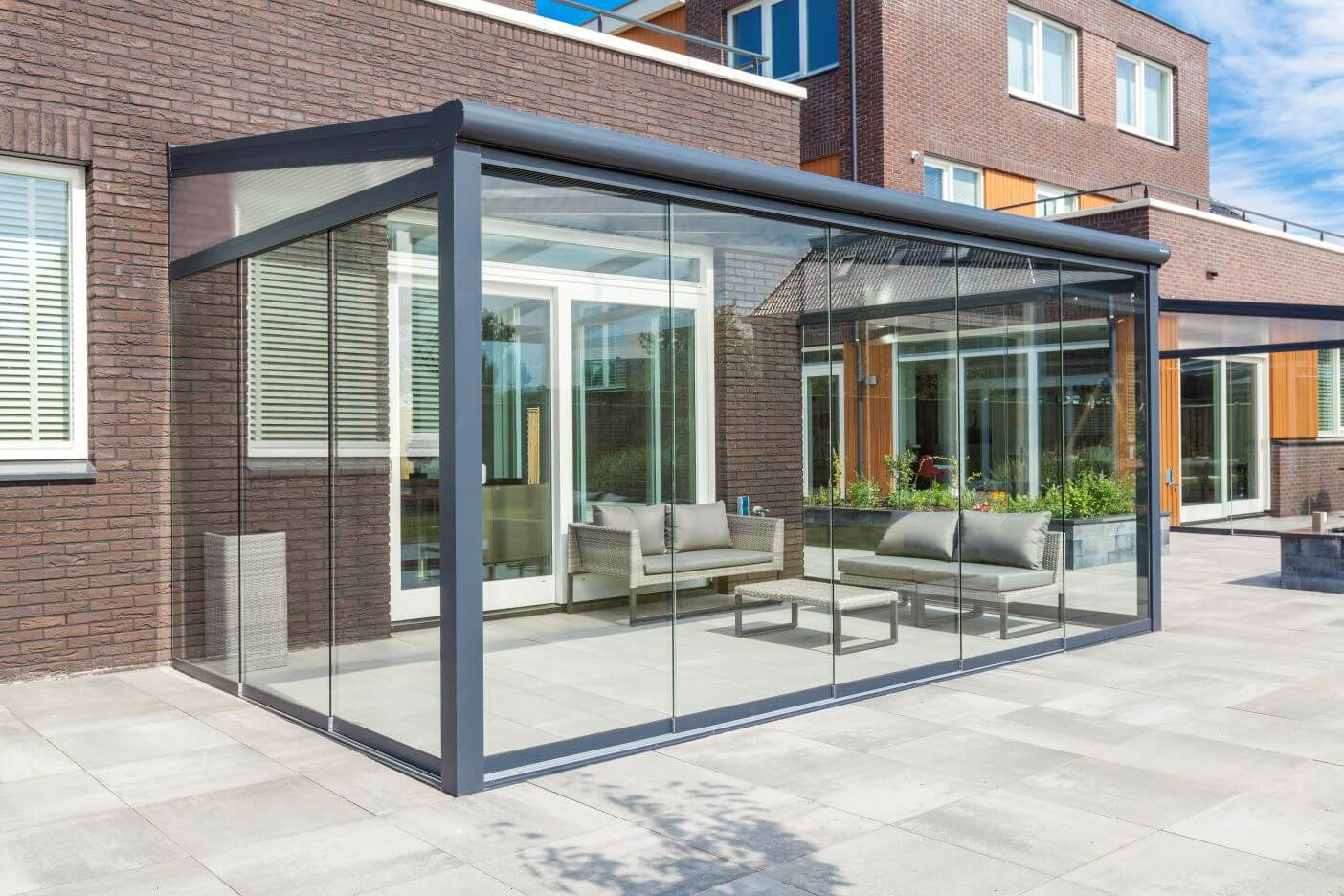 6M Wide Deponti BOSCO Aluminium Veranda Polycarbonate Roof (Available Depths Of 2.5M,3M,3.5M &4M)