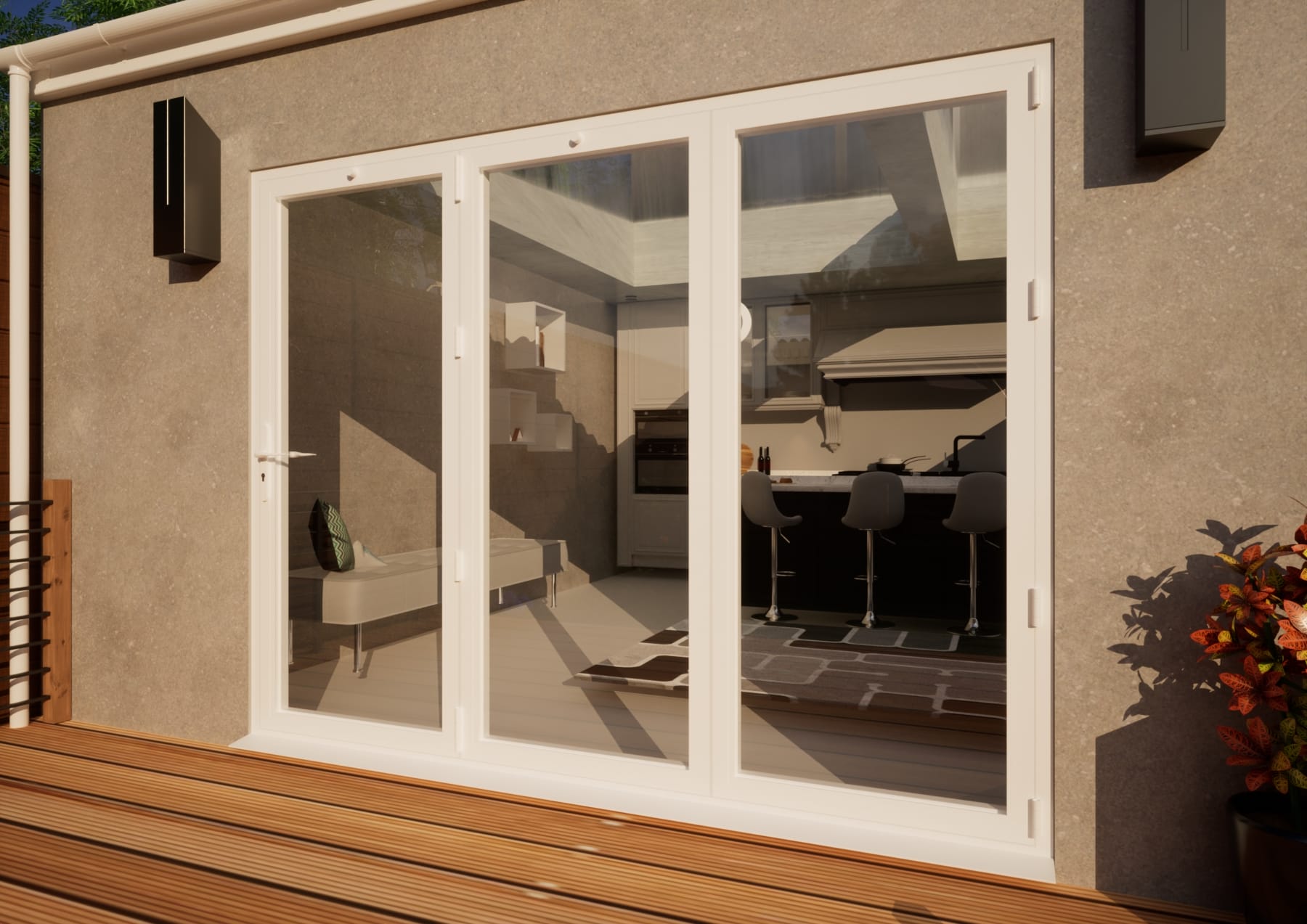 Aluminium Bifold Door - 2700mm White - 3 Right