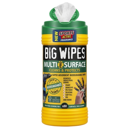 Big Wipes Multi-Surface Pro+ bio wipes tub of 80