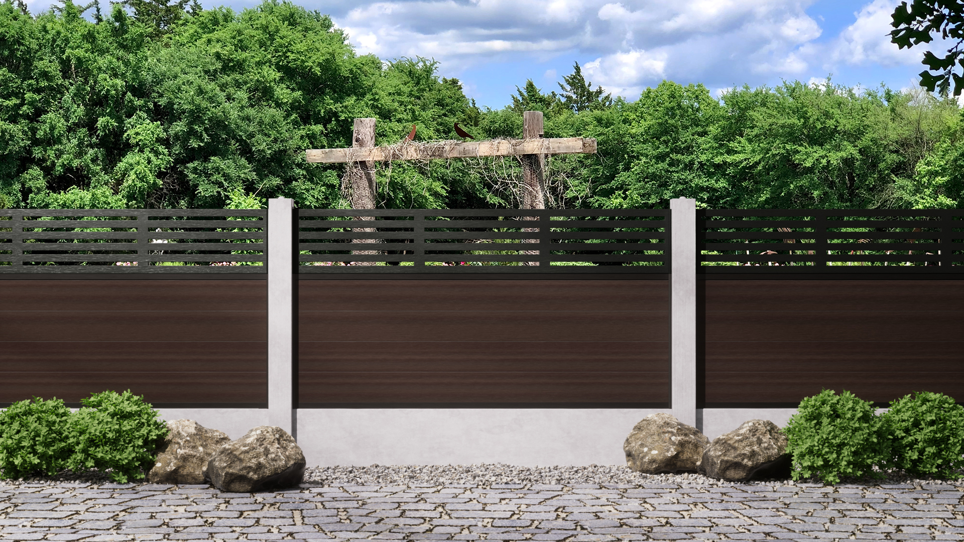 0.9m – Walnut – New York Decorative Panel With Fence
