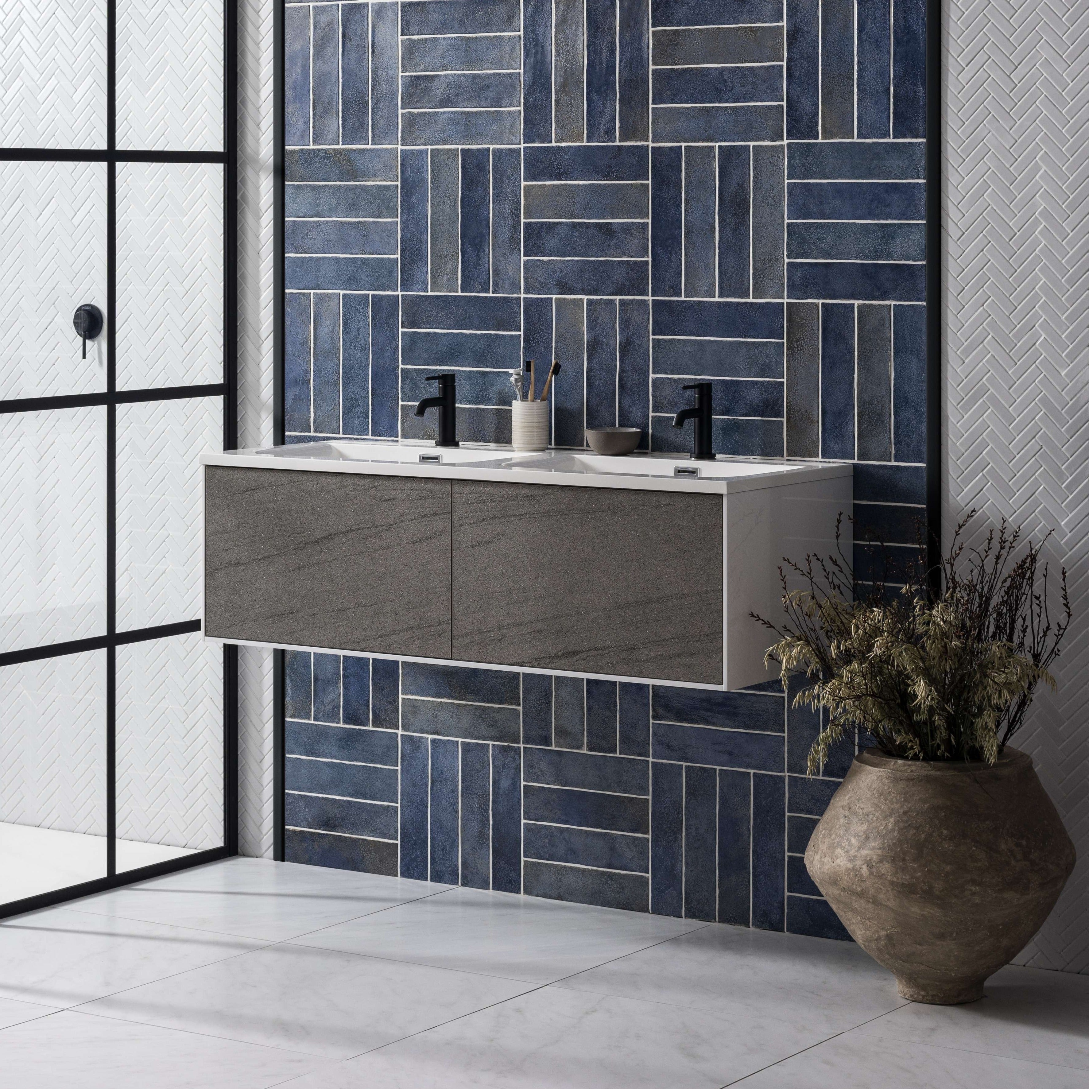 Original Style Tileworks Oken Brick Blue Tile 7.5x30cm