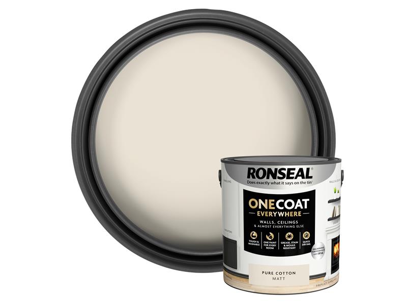 Ronseal One Coat Everywhere Interior Pure Cotton Matt 2.5 Litre KCB.7015103.22304.76