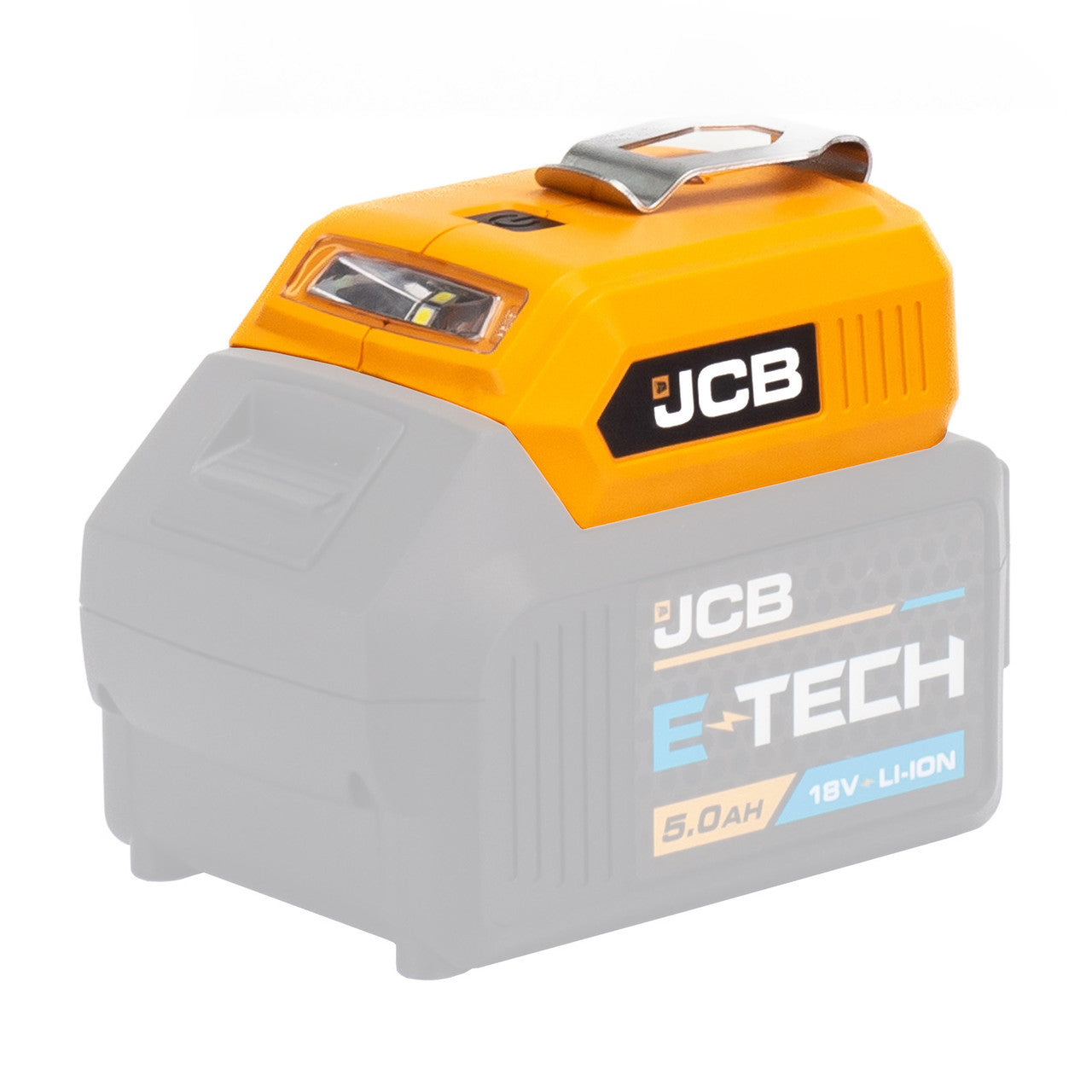 JCB 18V Cordless 60lm LED Light with 2x USB Charge Portal Power Adaptor | 21-18USB