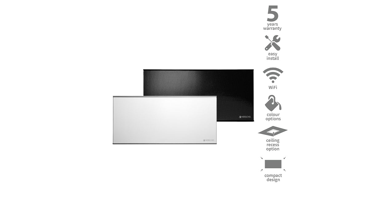 Herschel Krystal Infrared Panel Heater - Glass Ceiling & Wall Mounted