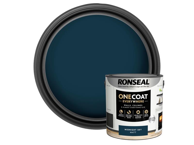Ronseal One Coat Everywhere Interior Paint Midnight Sky Matt 2.5 Litre KCB.7015103.71404.76