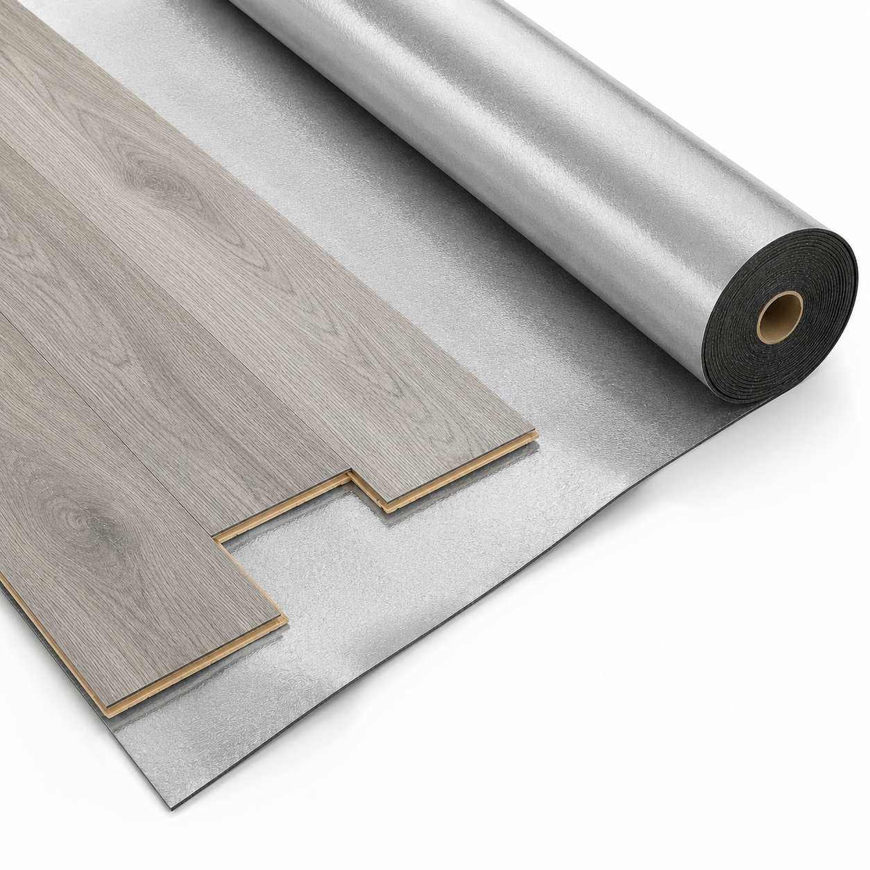 Minerals & polyurethane (PU) Underlay with ALU Membrane (Vinyl/Wood/Laminate) - 1.8mm - 8.5m2(91.49 sqft) - Highest Quality