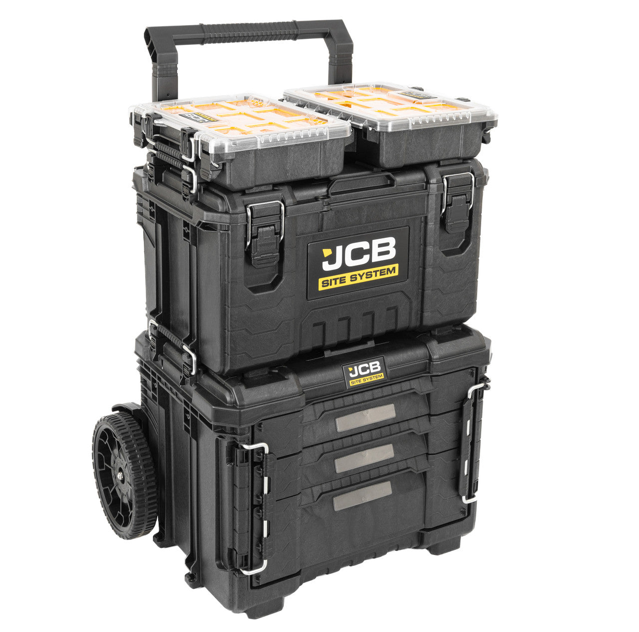 JCB Site System 5-Piece Tool Storage Set, Heavy-Duty Modular Toolboxes | JCB-SITESYS-ST-2