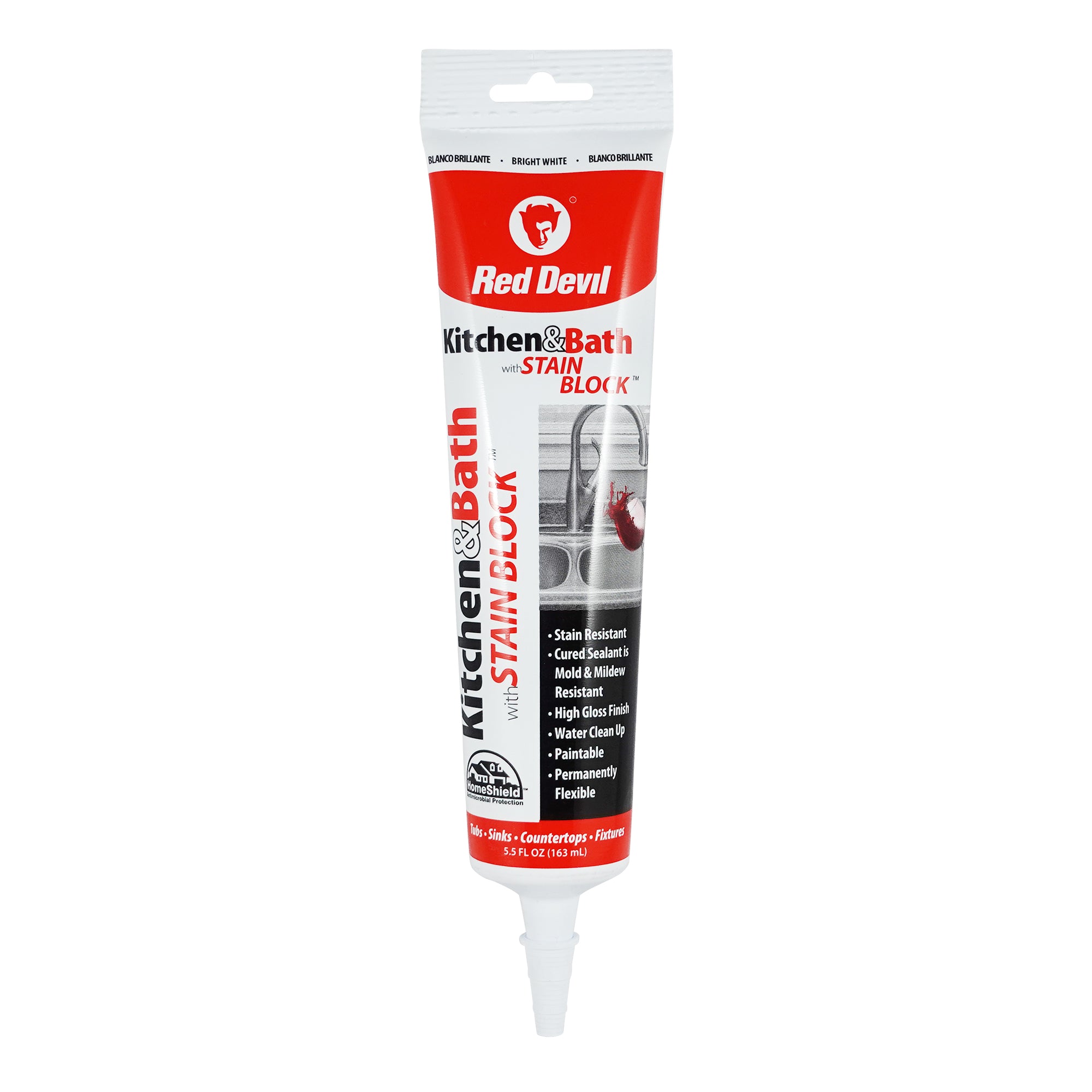 Red Devil Kitchen & Bath Stain Block™ Advanced Sealant - 5.5 FL. OZ. Squeeze Tube - Bright White