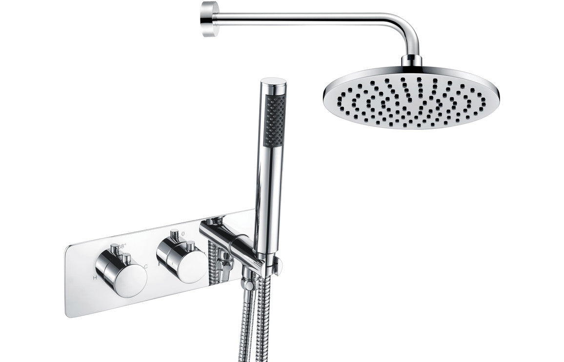 Luna Shower Pack Two - Two Outlet Twin Shower Valve with Handset & Brass Overhead
