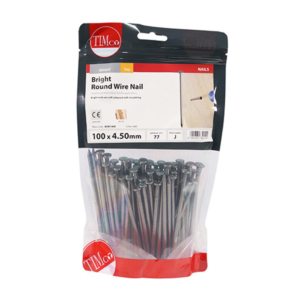 Timco BRW100B Round Wire Nails - Bright 100 X 4.50