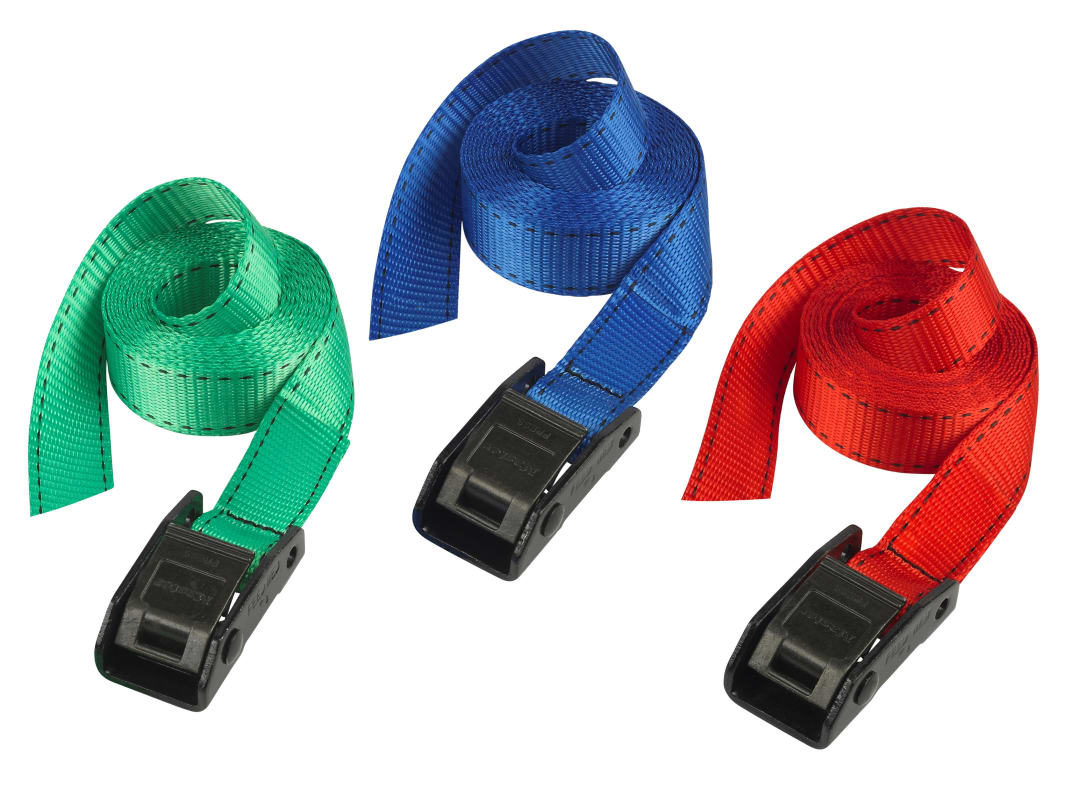 Master Lock Lashing Strap with Metal Buckle, Coloured 2.5m 150kg (Pack 2) 3110EURDATCOL